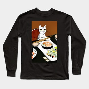 Melancholy Cat's Japanese Sushi Banquet Long Sleeve T-Shirt